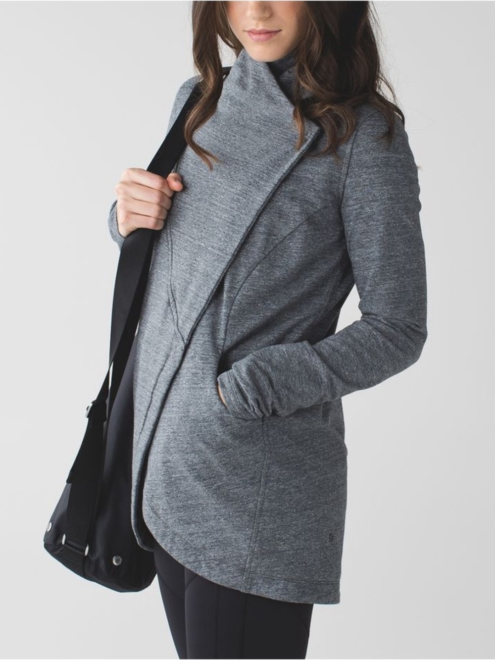 Lululemon That's A Wrap Sweater Snap Buttons sz 4 Grey with Pockets